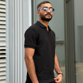Black Polo Waffle T-Shirt