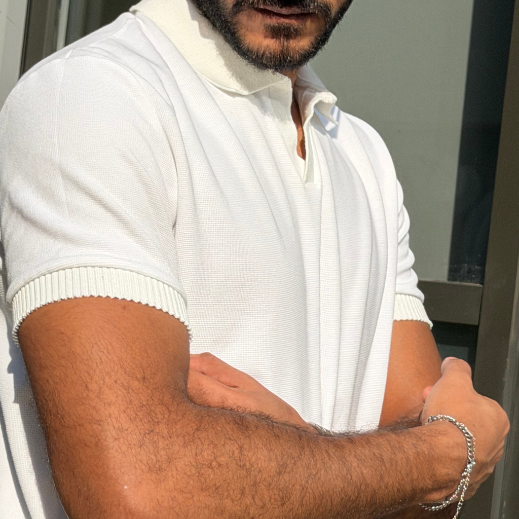White Polo Waffle T-Shirt