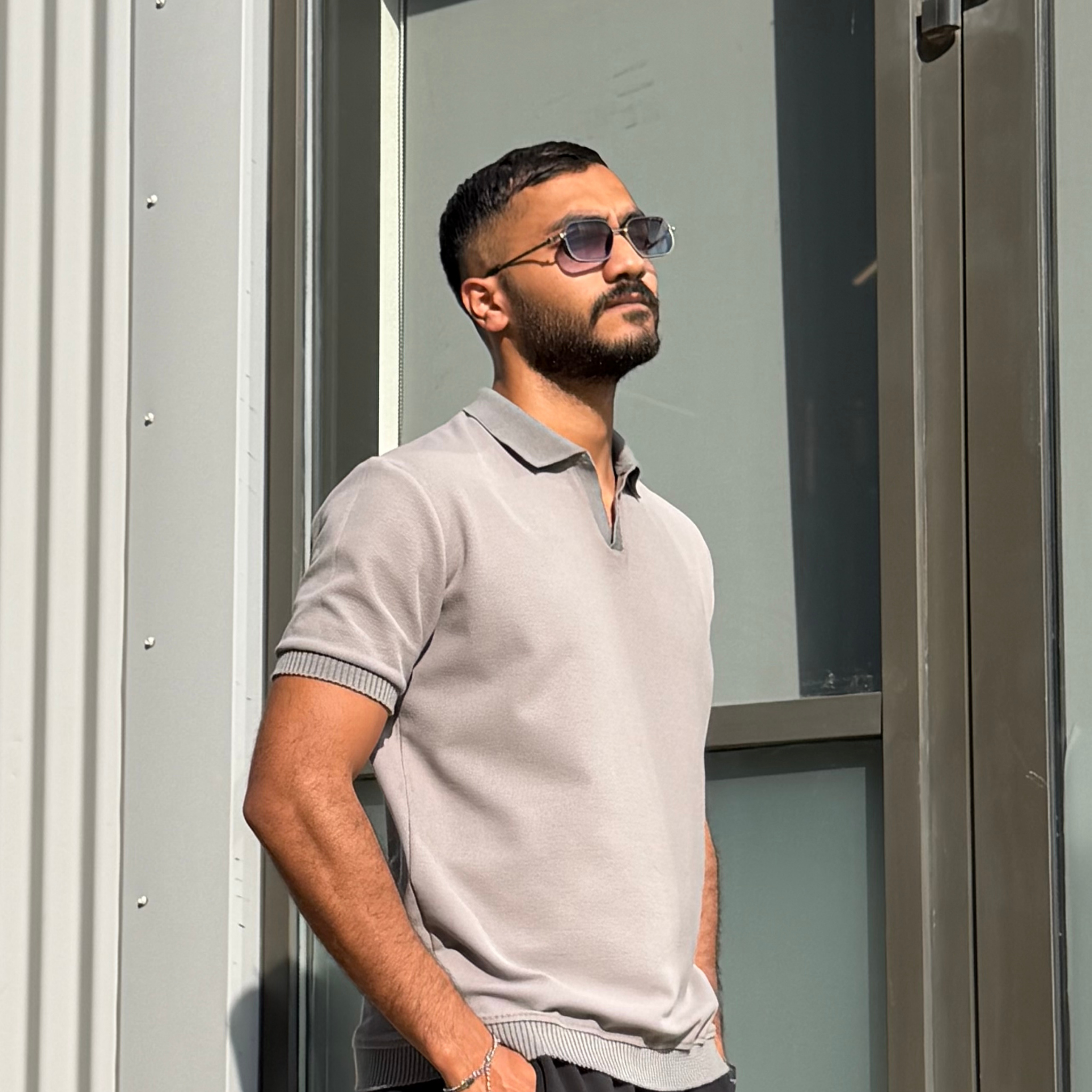 Grey Polo Waffle T-Shirt