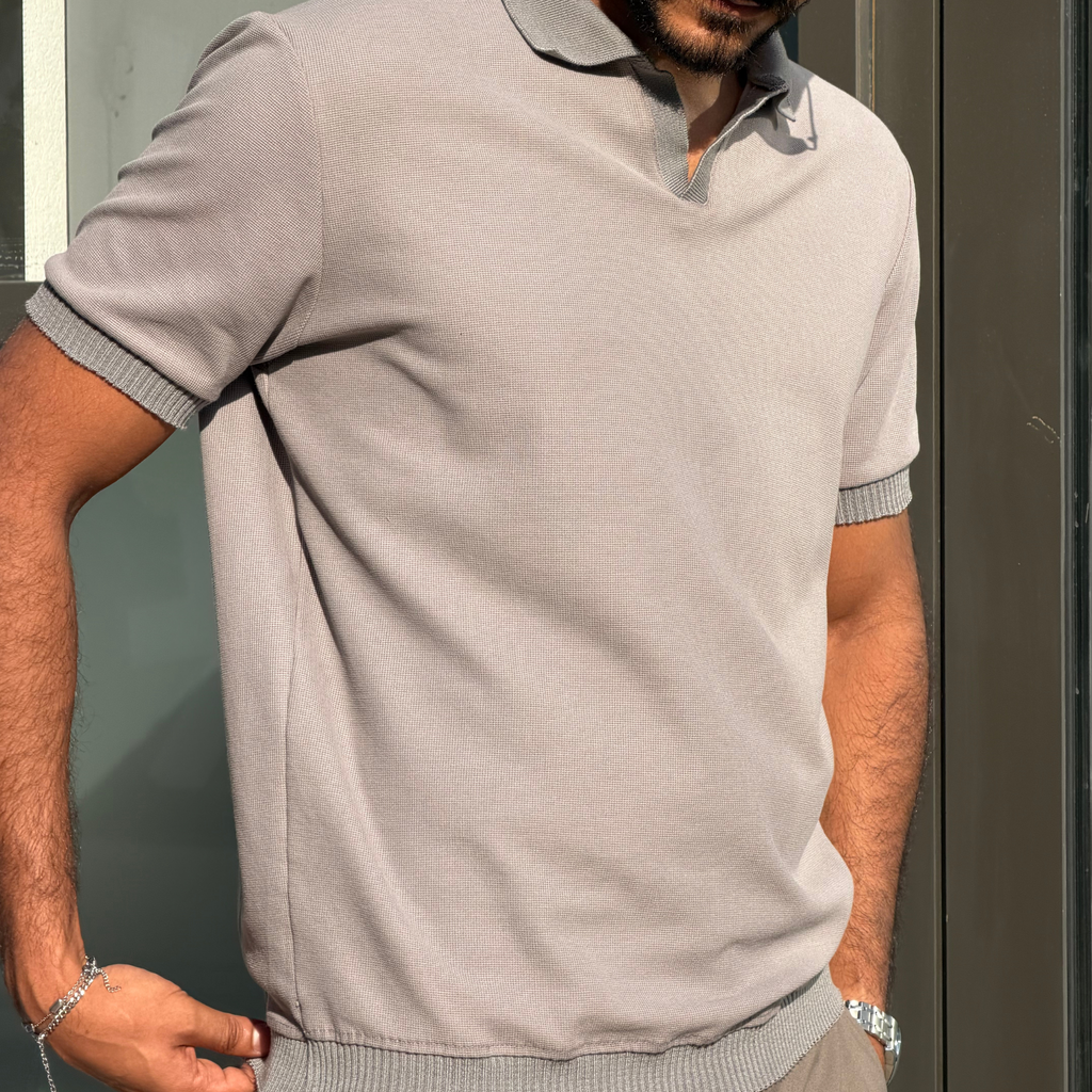 Grey Polo Waffle T-Shirt