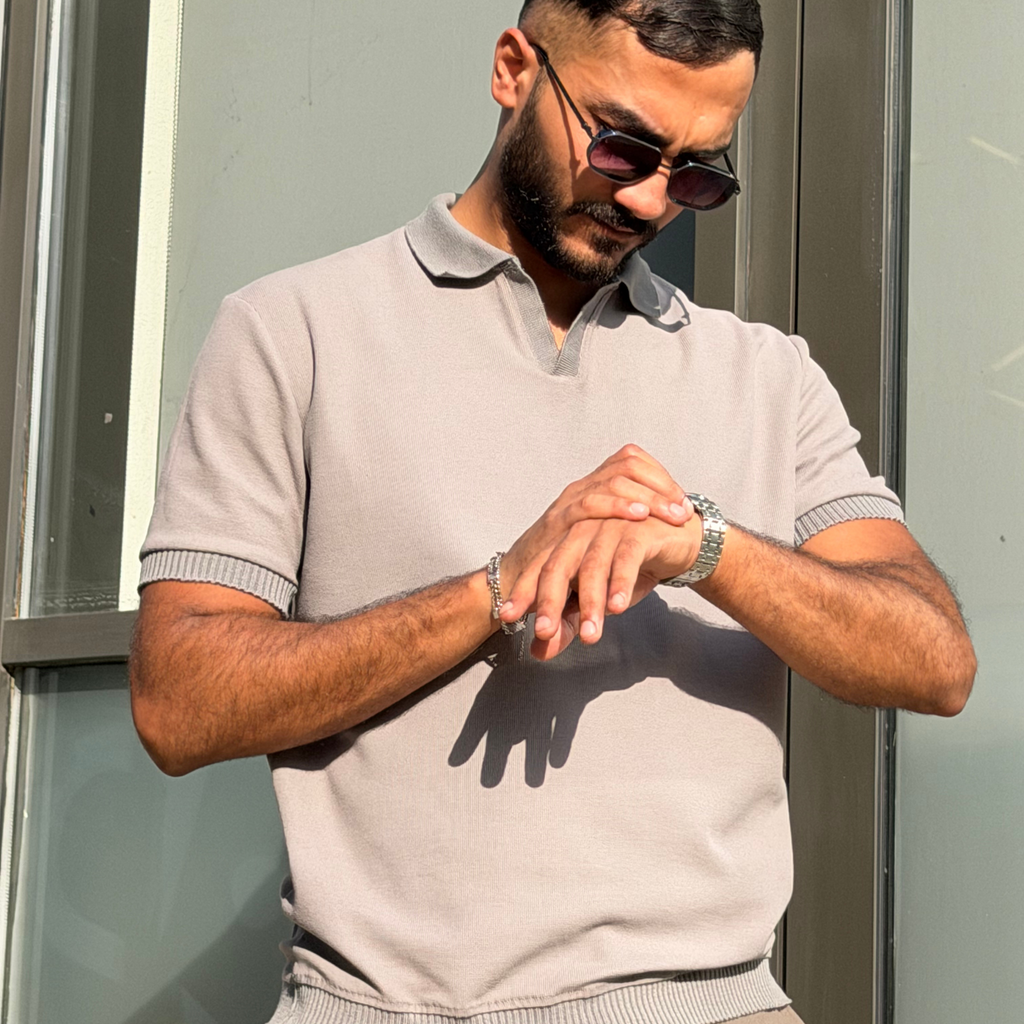 Grey Polo Waffle T-Shirt