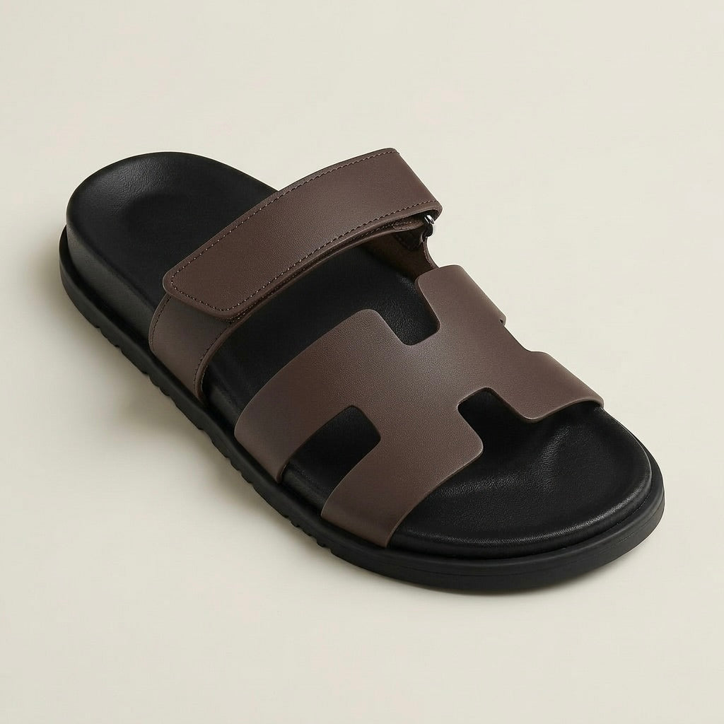 H Genuine Leather Slipper Male