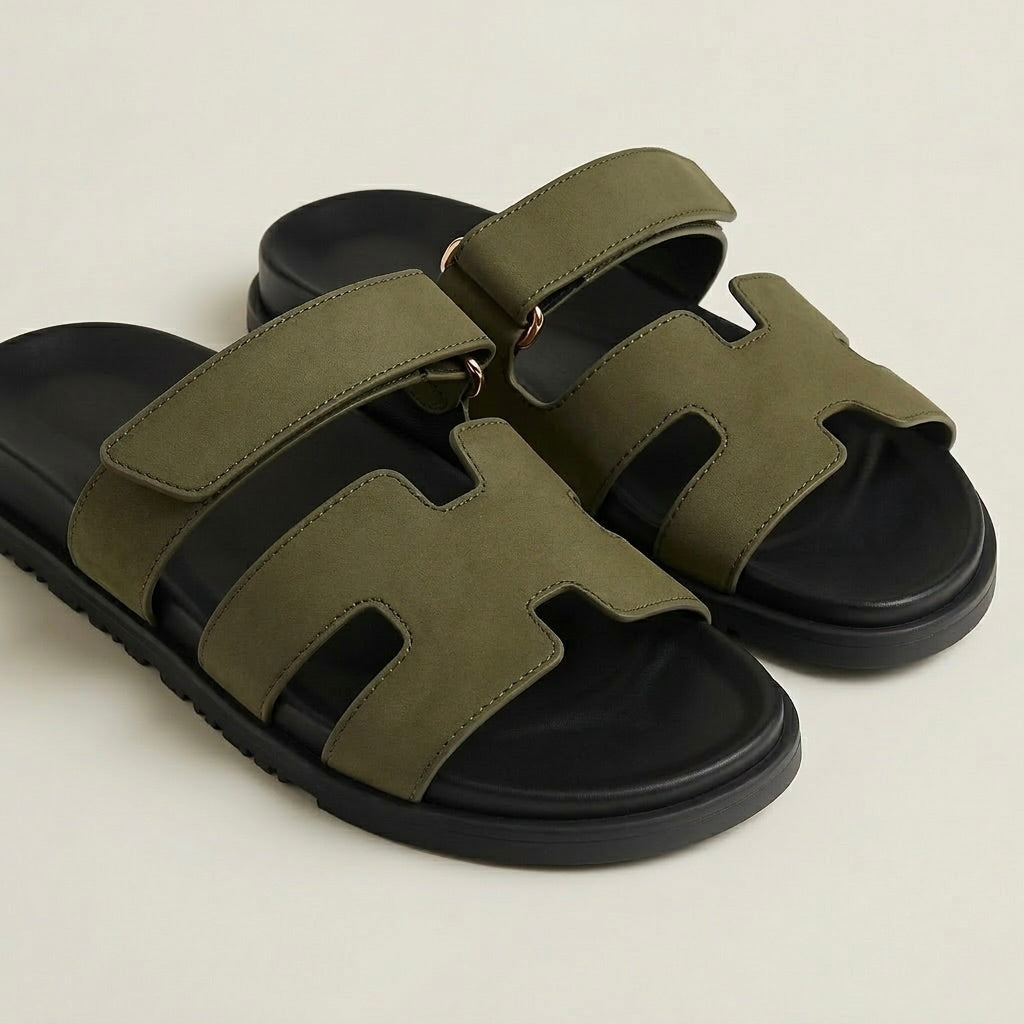 H Genuine Leather Slipper Male