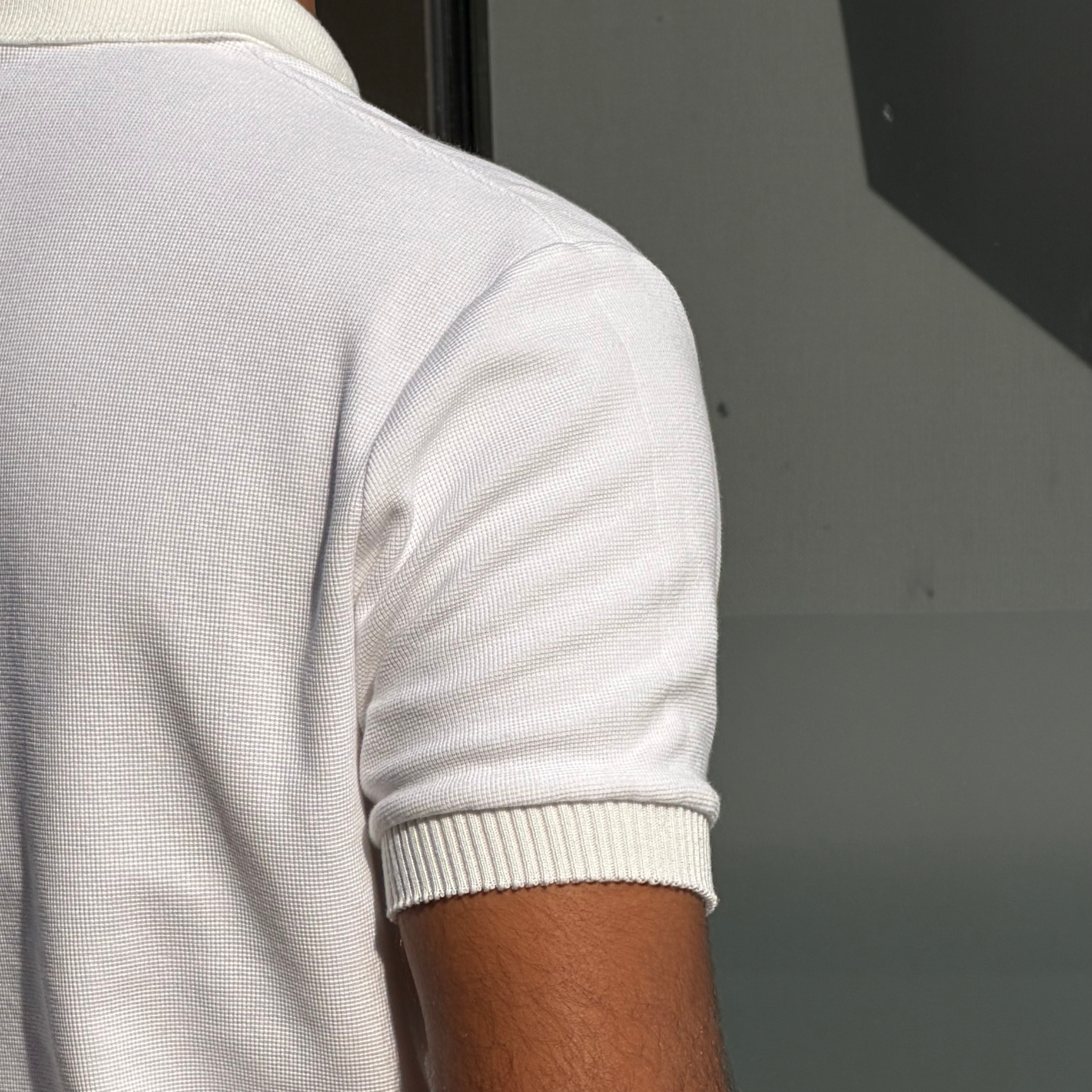 White Polo Waffle T-Shirt