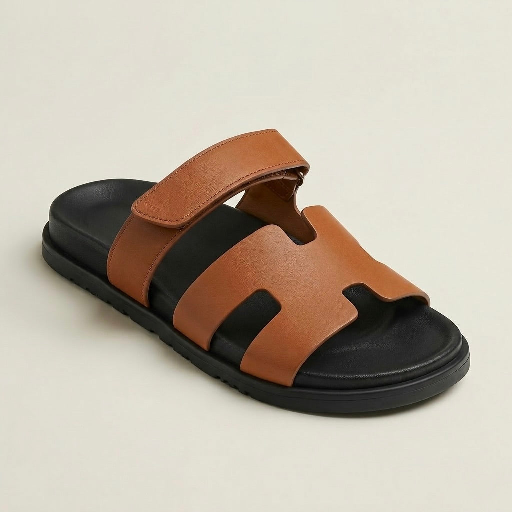 H Genuine Leather Slipper Male