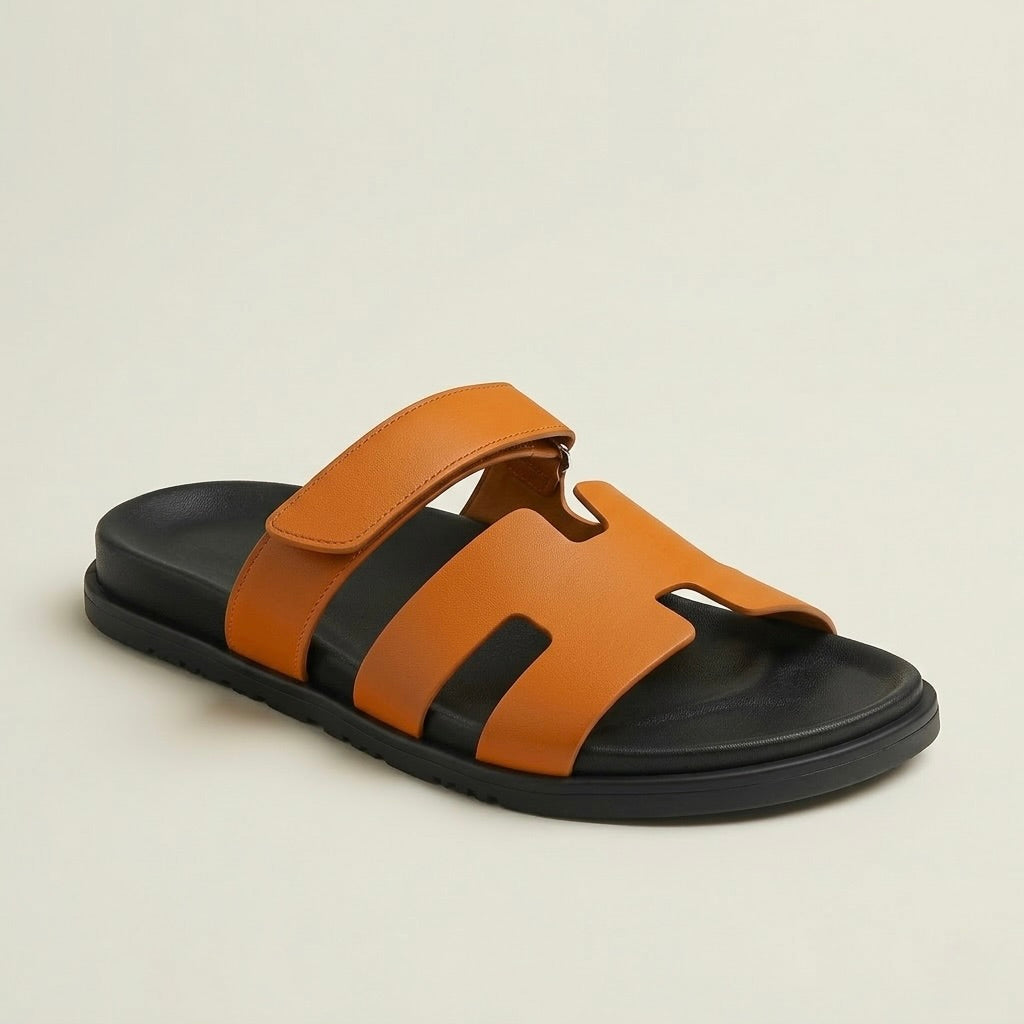 H Genuine Leather Slipper Male