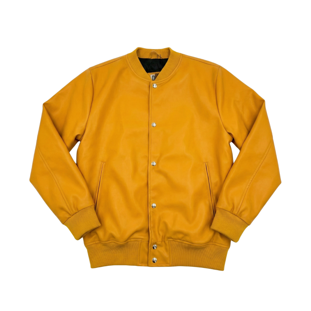 Orange Baseball Leather Jacket