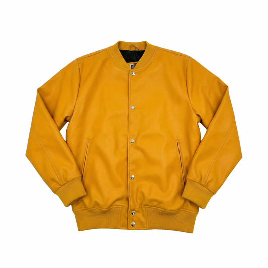 Orange Baseball Leather Jacket