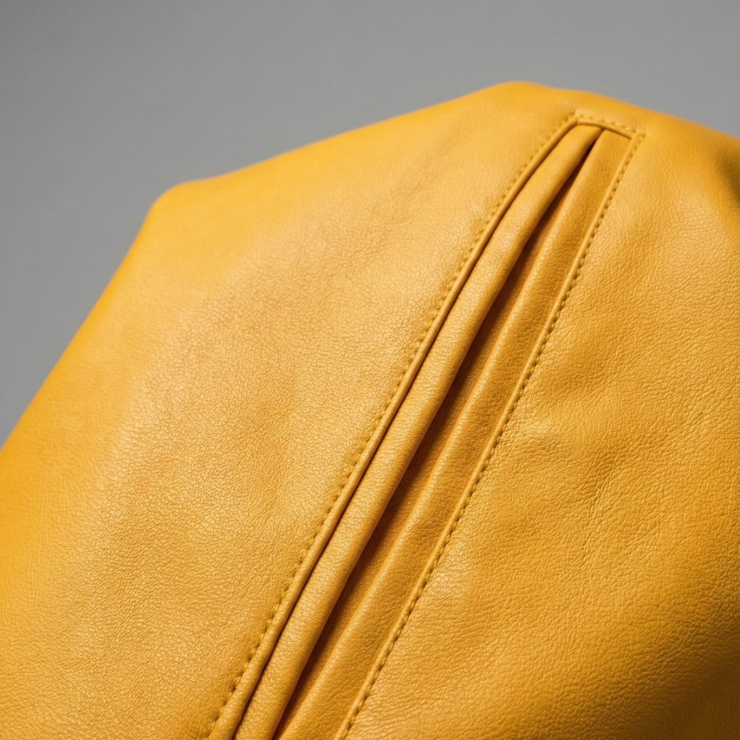 Orange Baseball Leather Jacket