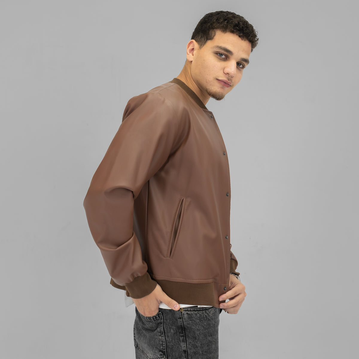 Brown Baseball Leather Jacket