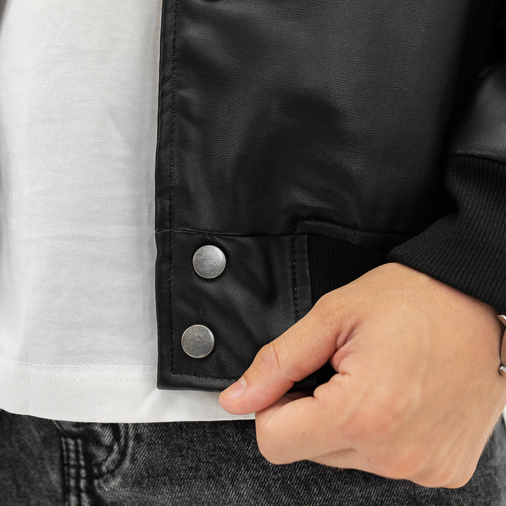 Black Baseball Leather Jacket