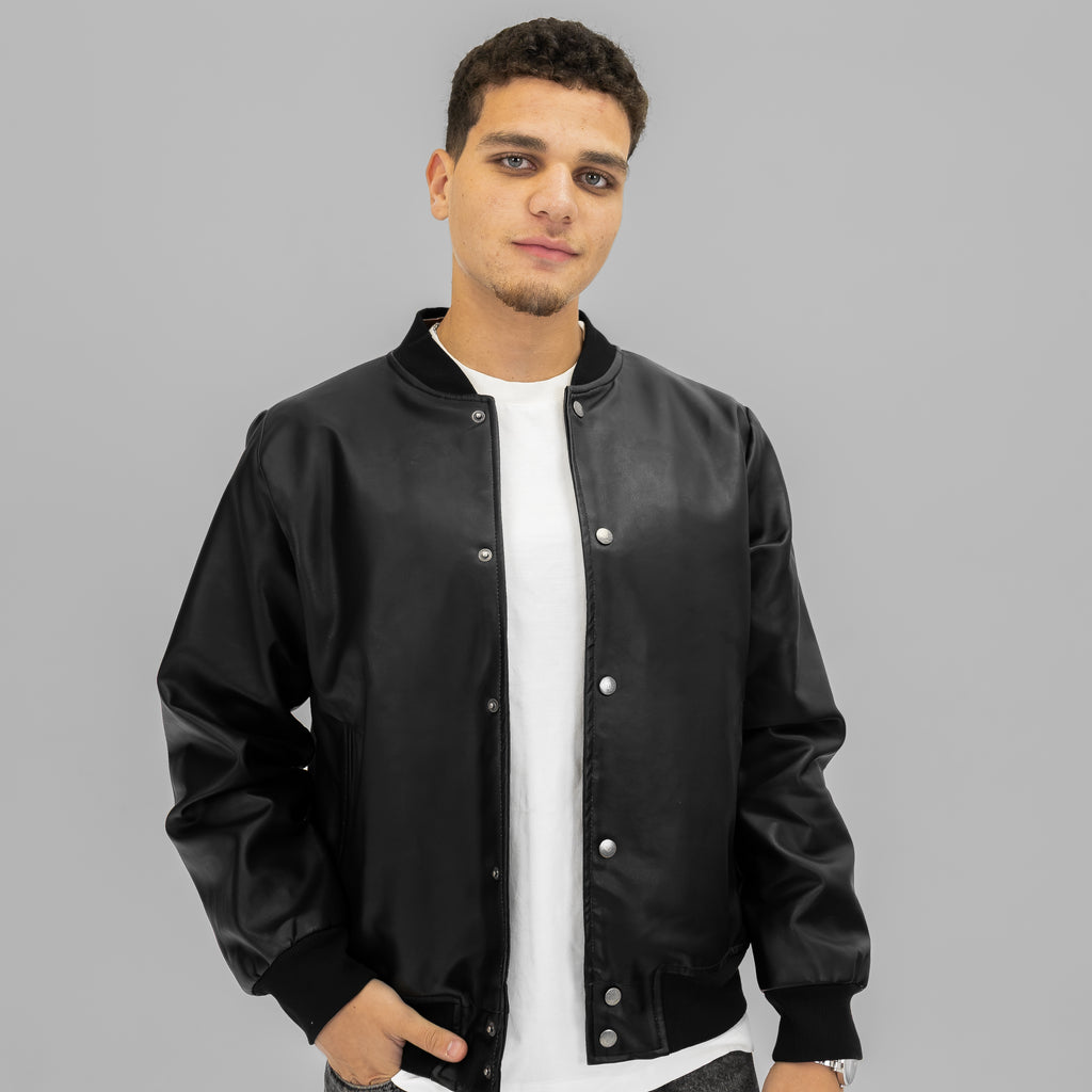 Black Baseball Leather Jacket