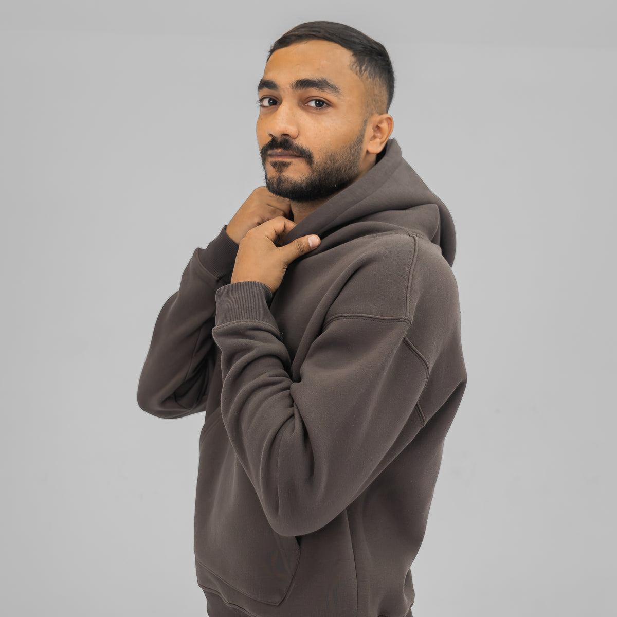 DARK BROWN OVER-SIZED HOODIE