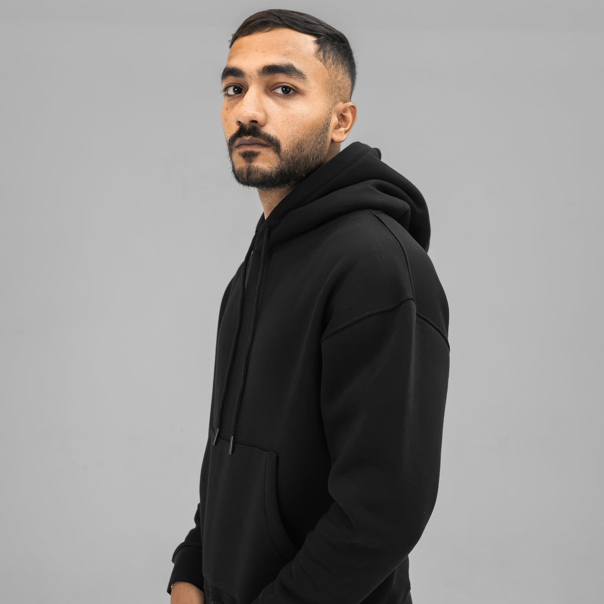 BLACK OVER-SIZED HOODIE